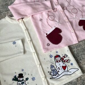 Set of 2 ladies winter Christmas cardigan sweaters size Small